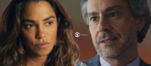 Travessia - Correndo risco de vida, destino de Brisa (Lucy Alves) vai parar nas mãos de Stenio (Alexandre Nero) (Foto: Reprodução / Globo / Montagem TV Foco)