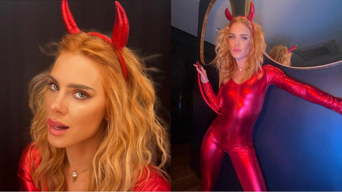 Carolina Dieckmann surge com fantasia de diabinha nas redes sociais e esbanja beleza e juventude aos 44 anos 