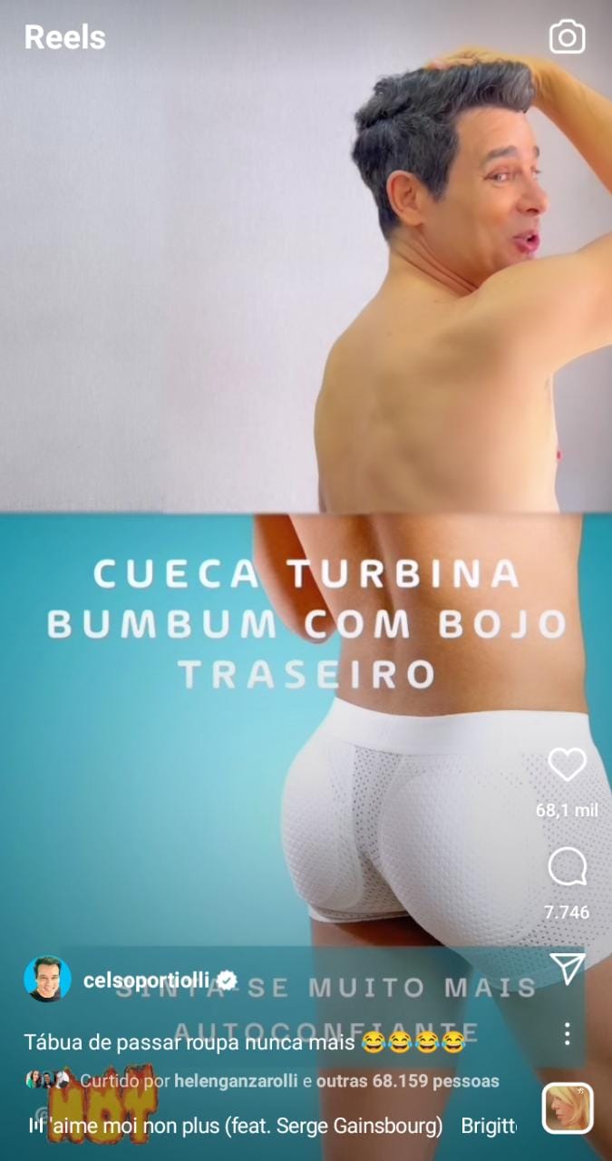 Celso Portiolli exibe bumbum turbinado - Foto: Reprodução