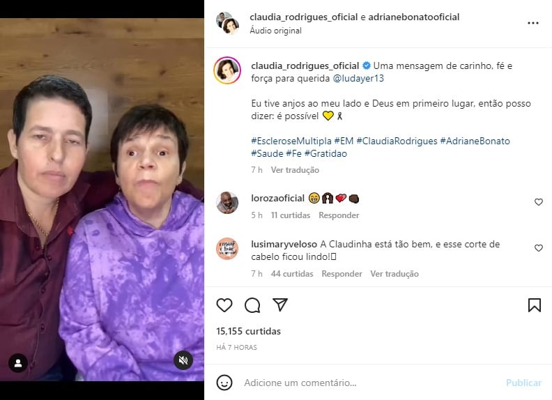 Cláudia Raia divulga vídeo de apoio a Ludmila Dayer - Foto: Reprodução
