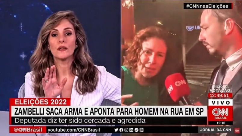 Monalisa Perrone deu invertida em Carla Zambelli ao vivo na CNN Brasil (Foto: Reprodução)