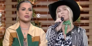 A Fazenda 14: Deolane bate-boca com Thomaz durante programa ao vivo e é repreendida por Adriane Galisteu (Foto: Reprodução / PlayPlus / Montagem TV Foco)