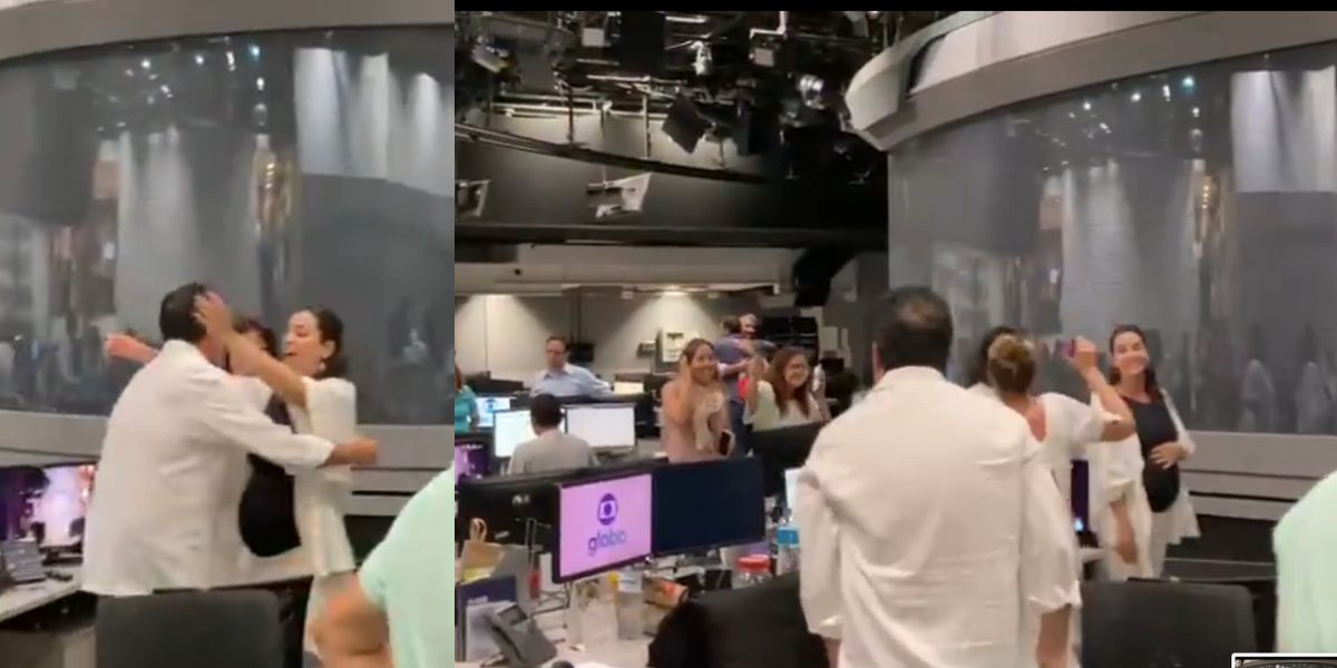 Globo emite comunicado após vídeo de jornalistas em redação do JN (Reprodução)