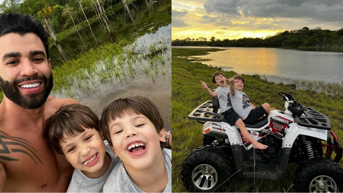 Gusttavo Lima e os filhos: Gabriel e Samuel