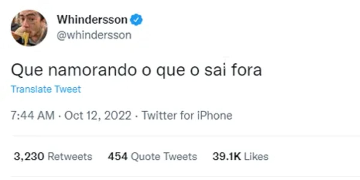 Postagem de Whinderson Nunes do twitter respondendo os 'burburinhos" (Foto Reprodução/Twitter)