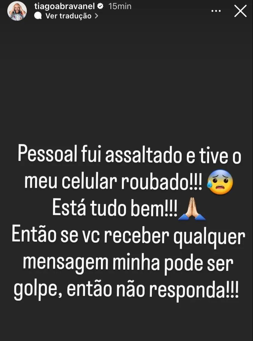 Neto de Sílvio Santos, Tiago Abravanel faz desabafo após sofrer assalto - Foto Reprodução Instagram