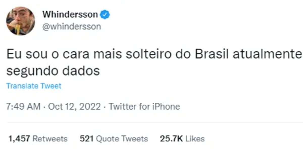 Postagem de Whinderson Nunes do twitter respondendo os "burburinhos" (Foto Reprodução/Twitter)
