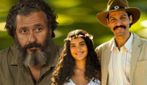 Pantanal - Antes de morrer, José Leôncio (Marcos Palmeira) faz justiça e transforma a vida de Muda (Bella Campos) e Tibério (Guito) (Foto: Reprodução / Globo / Montagem TV Foco)