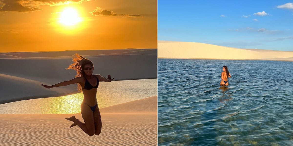 Lucy Alves surge sem a parte de cima do biquíni e enlouquece os seguidores (Reprodução: Instagram)