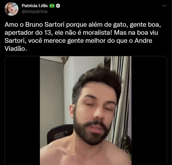 Patrícia Lélis expõe envolvimento amoroso de Bruno Sartori e André Valadão - Foto: Reprodução
