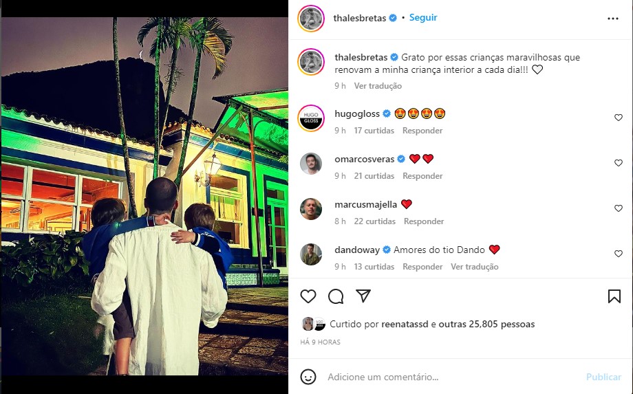 thales Bretas divulga foto ao lado dos filhos com Paulo Gustavo e se declara - Foto: Reprodução