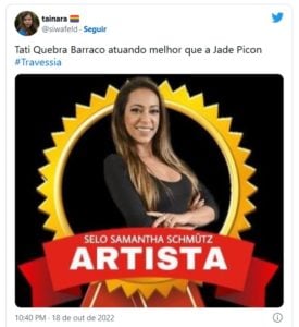 Tati foi ovacionada pelo público de Travessia (Foto: Reprodução / Twitter)