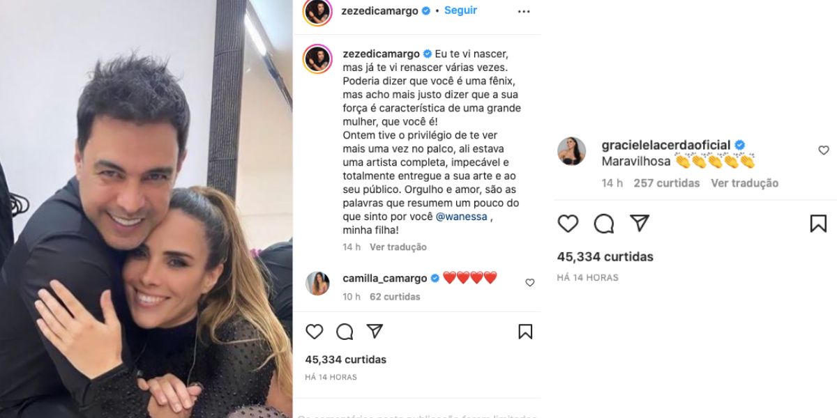 De acordo com cantor, ele está orgulhoso de Wanessa Camargo (Reprodução)
