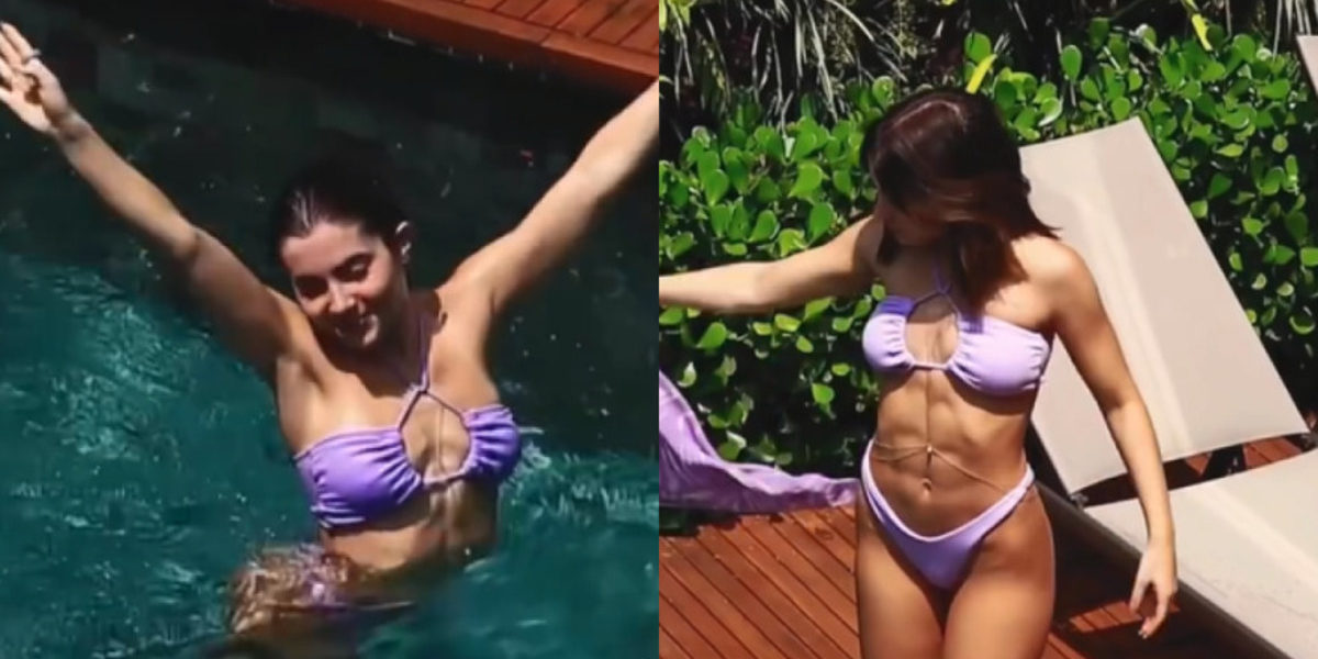 Jade curtindo a piscina em sua residência (Foto Reprodução/Montagem/Instagram)