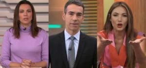 Ana Paula Araújo, César Tralli e Patrícia Poeta vão ter menos tempo na programação da Globo a partir de segunda- Foto: Montagem/TV Foco