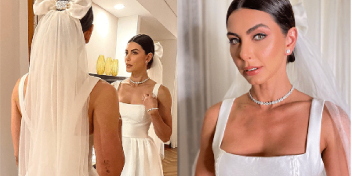 Letícia Wiermann, no dia do seu casamento (Foto Reprodução/Montagem/Tv Foco)