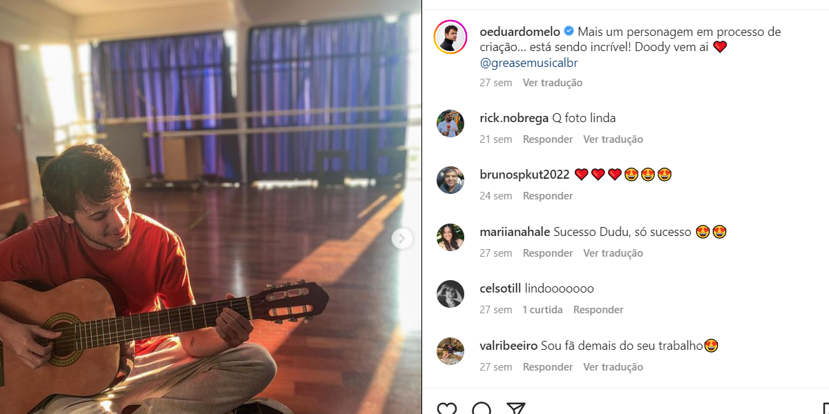 Eduardo Melo compartilhou nas redes sociais sobre o mais recente projeto teatral (Foto Reprodução/Internet)