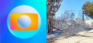 Cenário da Globo ficou completamente destruído após um incêndio nesta sexta-feira- Foto: Montagem/TV Foco