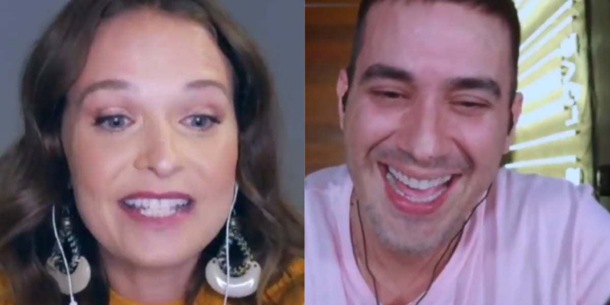 Fernanda Rodrigues falou sobre traição com André Marques presente no "Que História é Essa, Porchat?" (Foto: Reprodução/GNT)