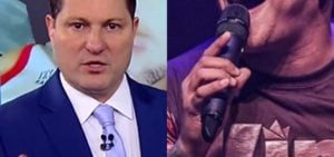 Eleandro Passaia, âncora da Record confirmou que cantor pode ficar paraplégico após tiroteio em show- Foto: Montagem/TV Foco