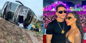 Ônibus que tinha Sthe Matos e Kevi Jonny tombou na Bahia (reprodução)