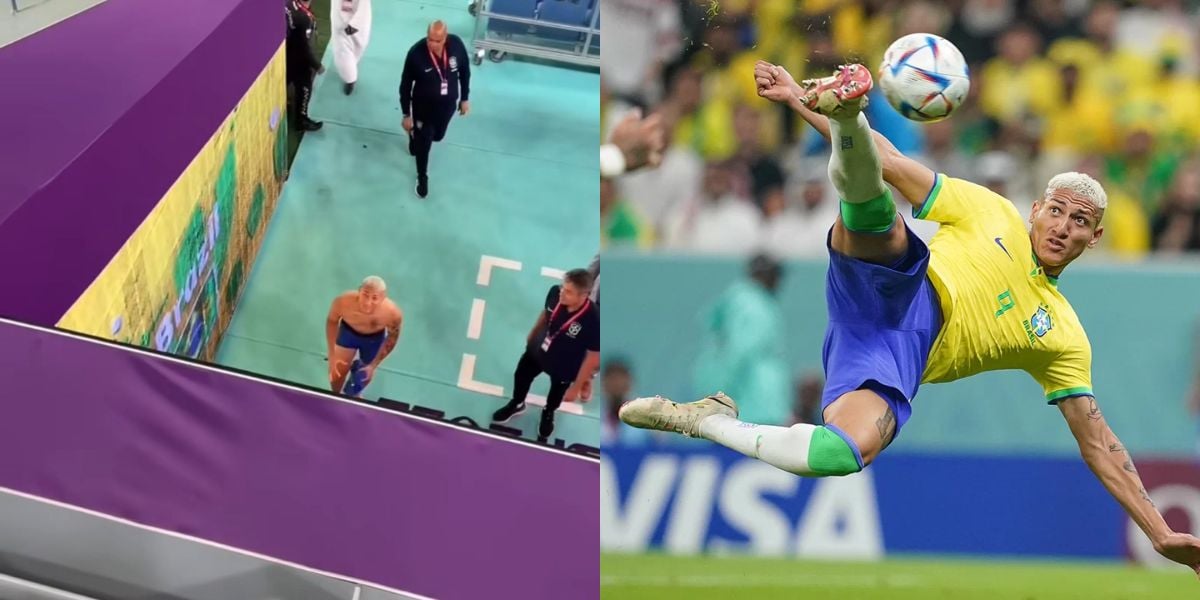 Richarlison ficou só de cueca após a vitória contra a suiça (Reprodução)