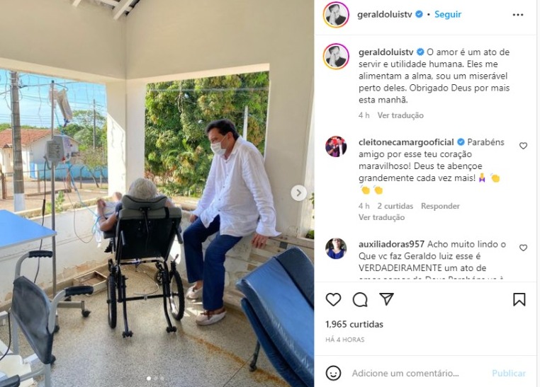 Geraldo Luís em trabalho voluntário (Foto: Reprodução/Instagram)