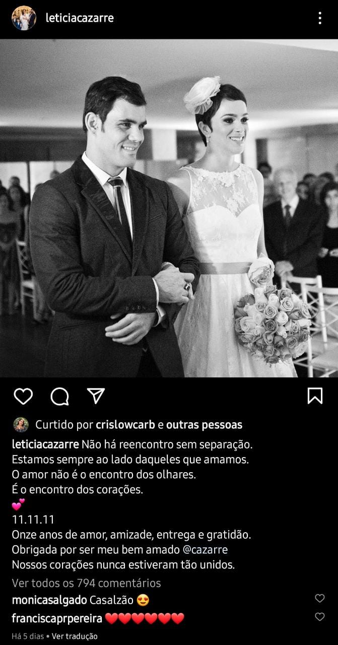 Publicação de Letícia Cazaré (Foto: Divulgação)