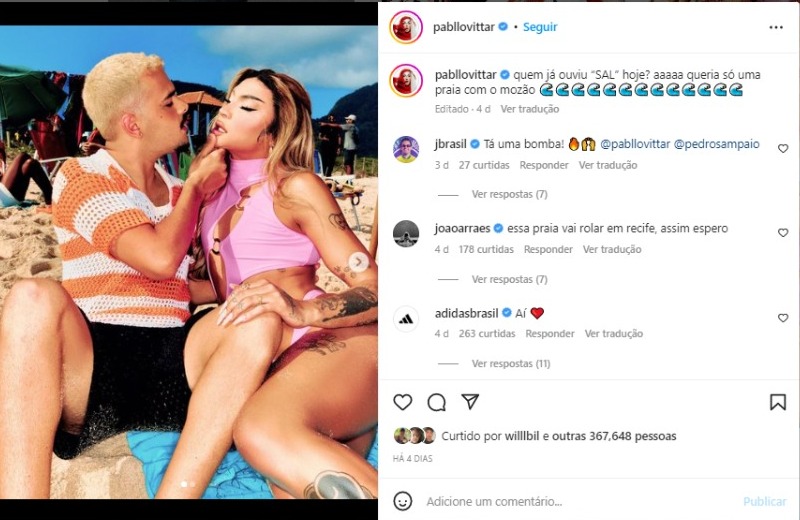 Pabllo Vittar e Pedro Sampaio em divulgação de Sal (Foto: Reprodução/Instagram)