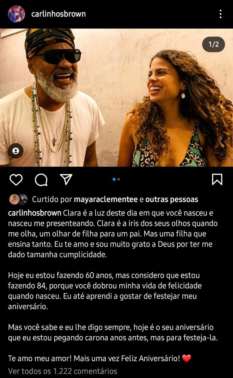 Publicação de Carlinhos Brown (Foto: Divulgação)
