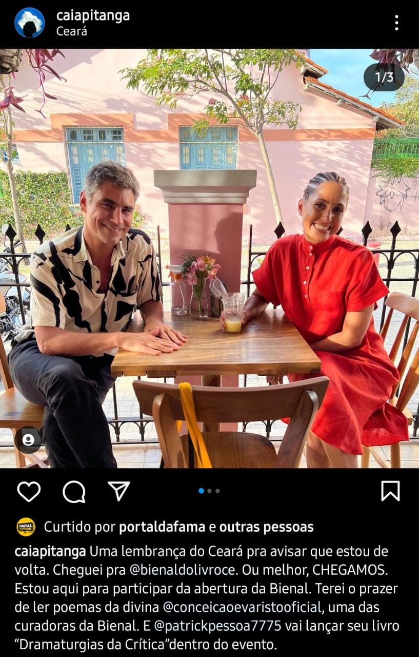 Publicação de Camila Pitanga (Foto: Divulgação)