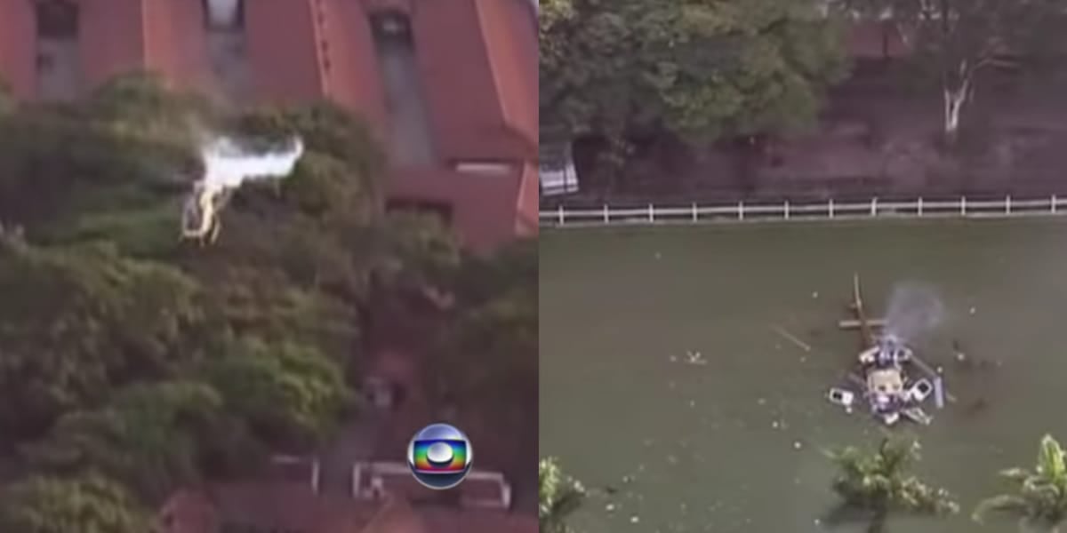 Equipe da Globo flagra ao vivo tragédia com helicóptero da Record (Reprodução: Globo)