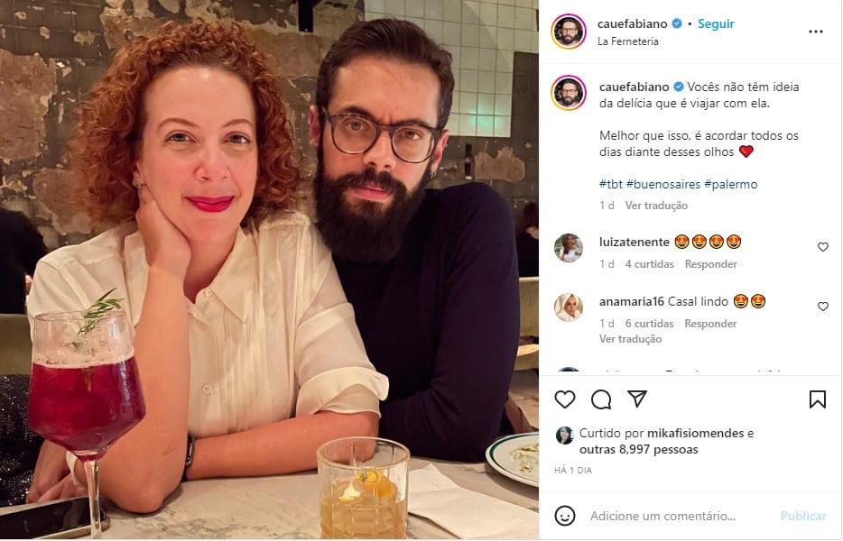 Cauê Fabiano, repórter da Globo, surge em foto ao lado do grande amor - Foto: Reprodução