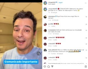Celso Portiolli não participará do Teleton, pois o apresentador do SBT precisará ser internado para o tratamento do câncer (Foto: Reprodução / Instagram)