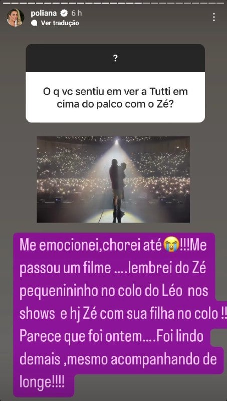 Poliana Rocha revelou emoção com a presença de Maria Alice em show de Zé Felipe (Foto: Reprodução)