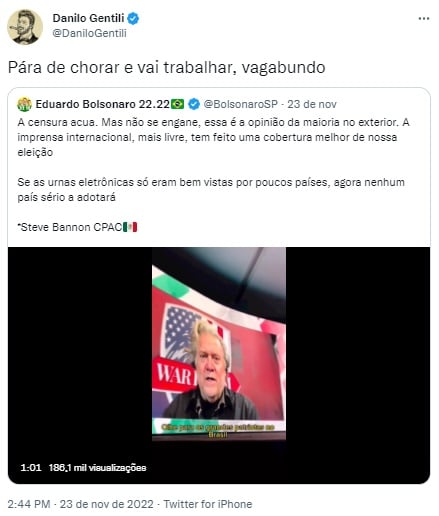 Danilo Gentili se enfurece com Eduardo Bolsonaro e manda recado (Reprodução/ Twitter)