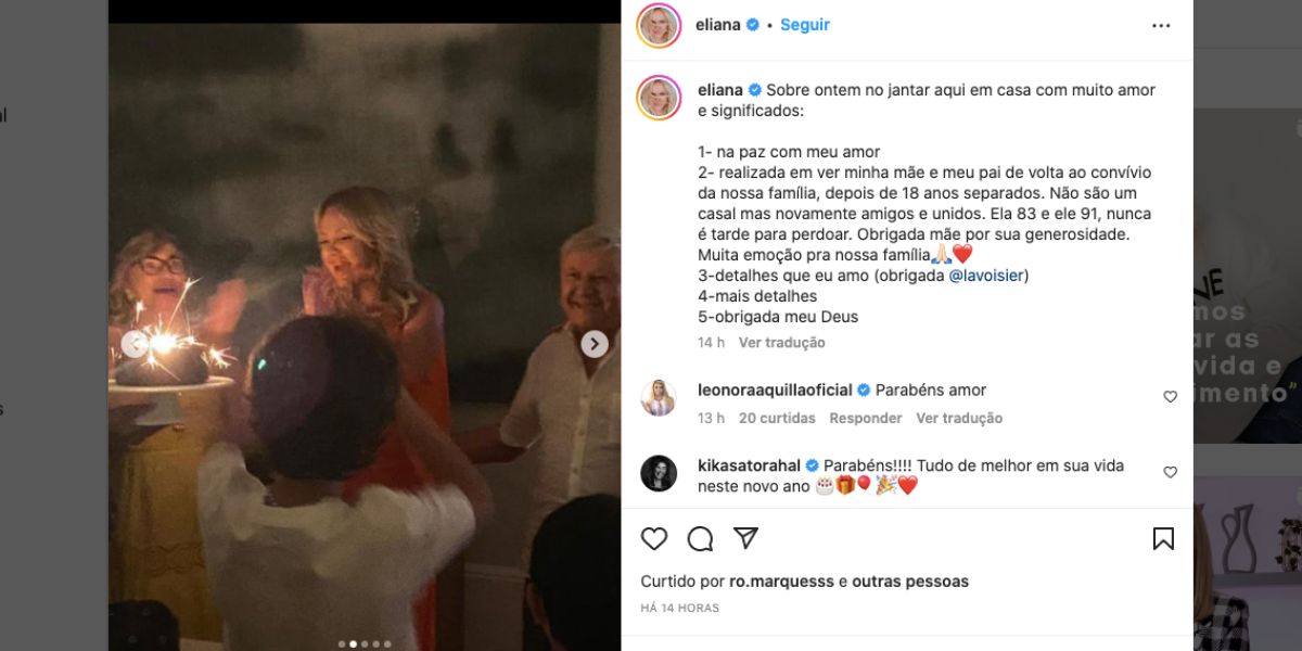 Eliana fala sobre encontro entre pais (Reprodução)