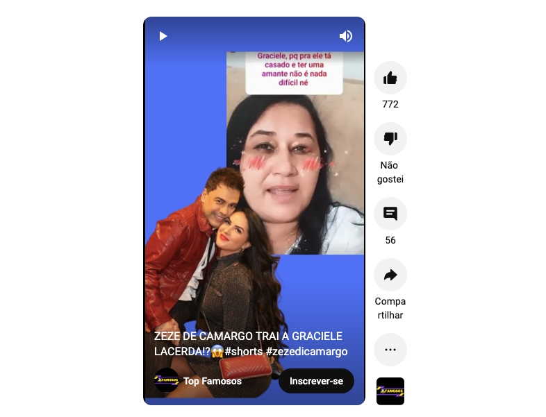 De acordo com Cleo Loyola, Zezé Di Camargo trai Graciele (Reprodução)