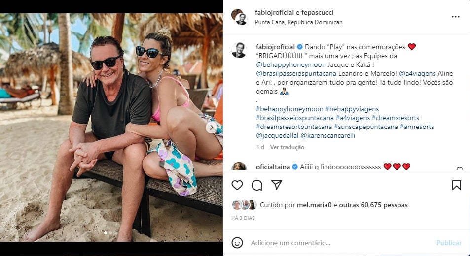 O cantor ao lado da companheira - Foto: Reprodução