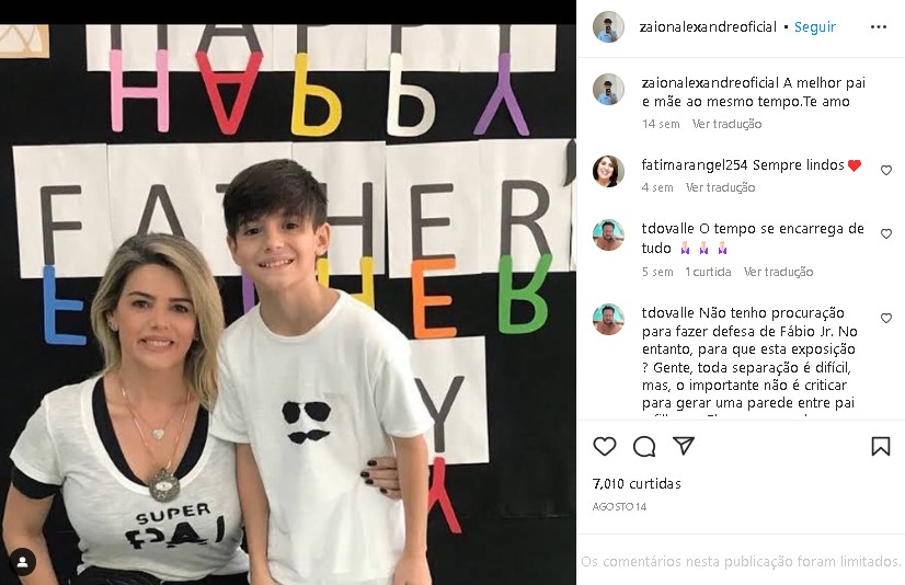 Záion se declarou para a mãe famosa (Foto: Reprodução/ Instagram)