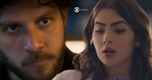 Bomba em Travessia - Traíra, Ari (Chay Suede) crava a faca nas costas de Chiara (Jade Picon) (Foto: Reprodução / Globo / Montagem TV Foco)