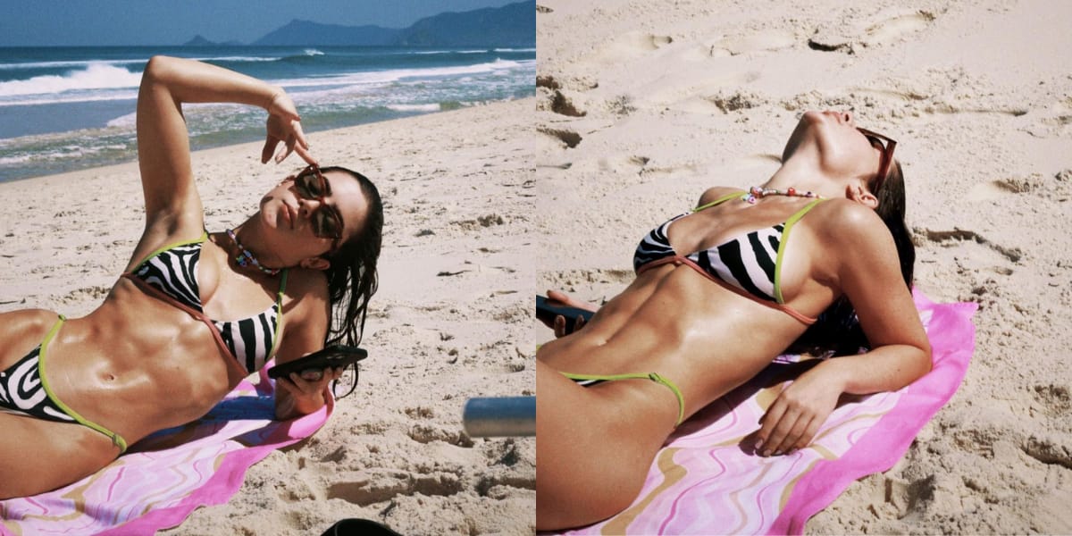 Jade Picon tem uma vasta coleção de biquínis e esbanja beleza ao tomar um banho de sol (Reprodução: Instagram)