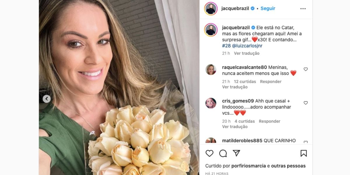 Jacqueline Brasil mostra presente que ganhou de grande amor (Reprodução)