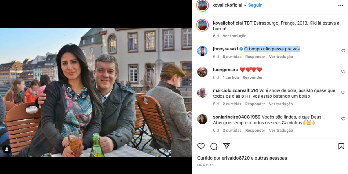 Jornalista encanta público com clique ao lado de esposa (Reprodução)