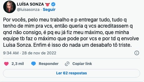 Luísa Sonza se sente mal em aeroporto (reprodução)