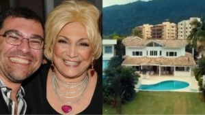 Hebe e seu filho Marcelo; Mansão vale R$ 60 mi (Reprodução/ Montagem)