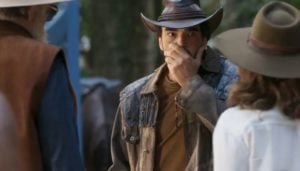 Pajeú (Caio Blat) reage após agressão de Deodoa (Débora Bloch) em Mar do Sertão (Foto: Reprodução / Globo / Montagem TV Foco)