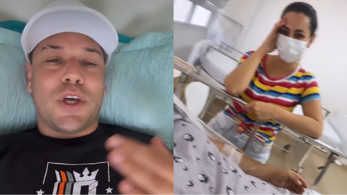 Tiago Barnabé, a Narcisa, faz vídeo para tranquilizar fãs e mostra esposa ao seu lado no hospital enquanto é medicado 