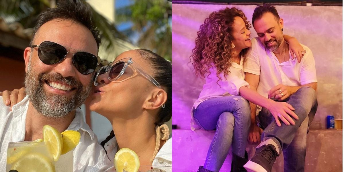 A atriz de Pantanal, Aline Borges com o marido Alex Nader
