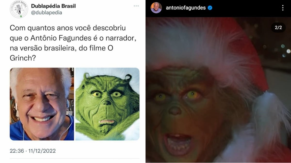 Eterno astro da Globo confessou que narrou o filme O Grinch, de Jim Carrey e muitos não sabiam! (Fotos: Reprodução/ Instagram)